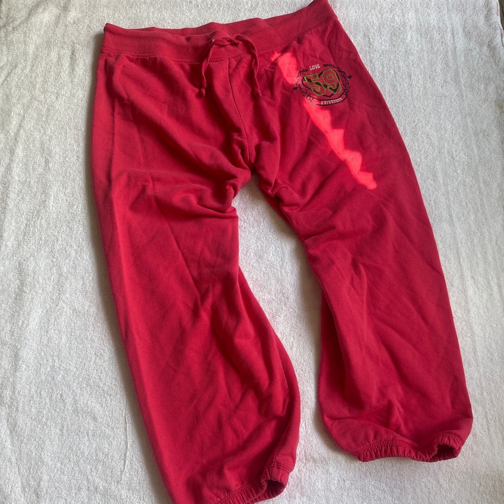 Cato Red Love University 59 Graphic capris Sweatpants Joggers Womens Medium